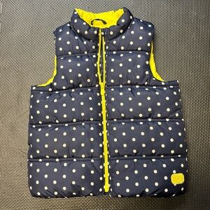 Polka Dot Kids Vest - Navy and Yellow PUFFER VEST size 5 y